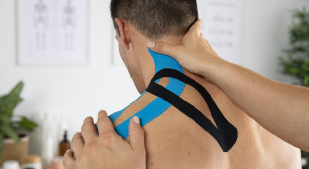 fisioterapeuta-femenino-aplicando-vendaje-medico-elastico-al-paciente-masculino